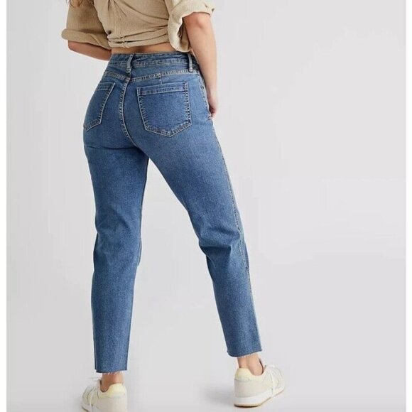 Free People Curvy High-Rise Vintage Straight Jeans We The Free Medium Wash sz 25 - Picture 7 of 15